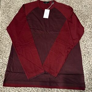 Vince Men's Two-Tone Burgundy Long Sleeve Shirt